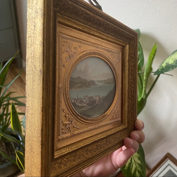 SOLD Vintage Landscape Print in Gold Frame - Picture 6 of 8